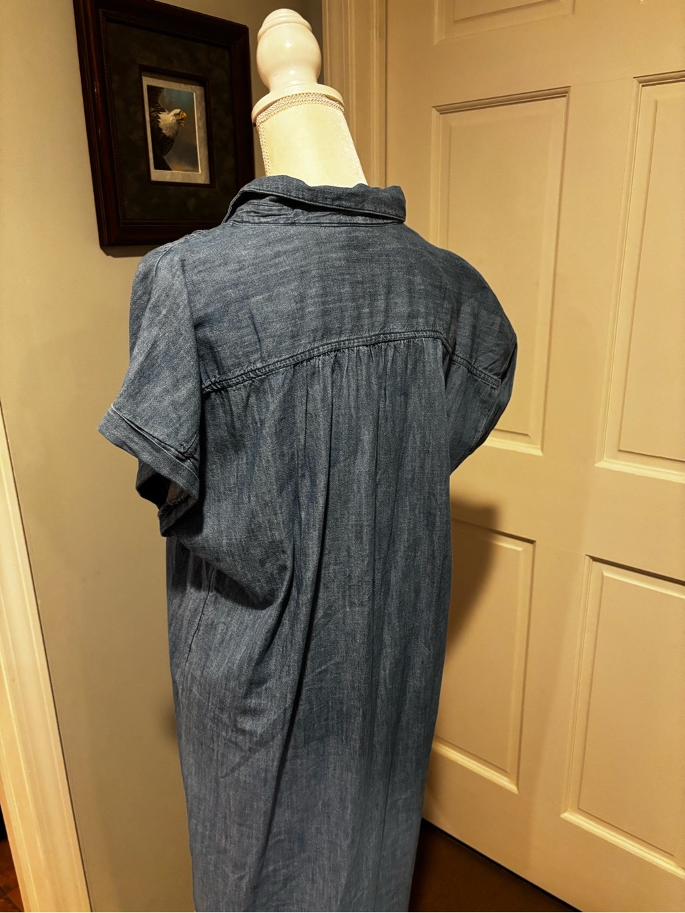 Old Navy Denim Button-Front Shirt Dress in Blue - Large Tall - Picture 5 of 6